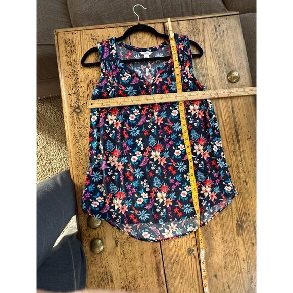 Sonoma Womens blue Tank top Small floral pull over rayon boho summer sleeveless‎ - Picture 7 of 7